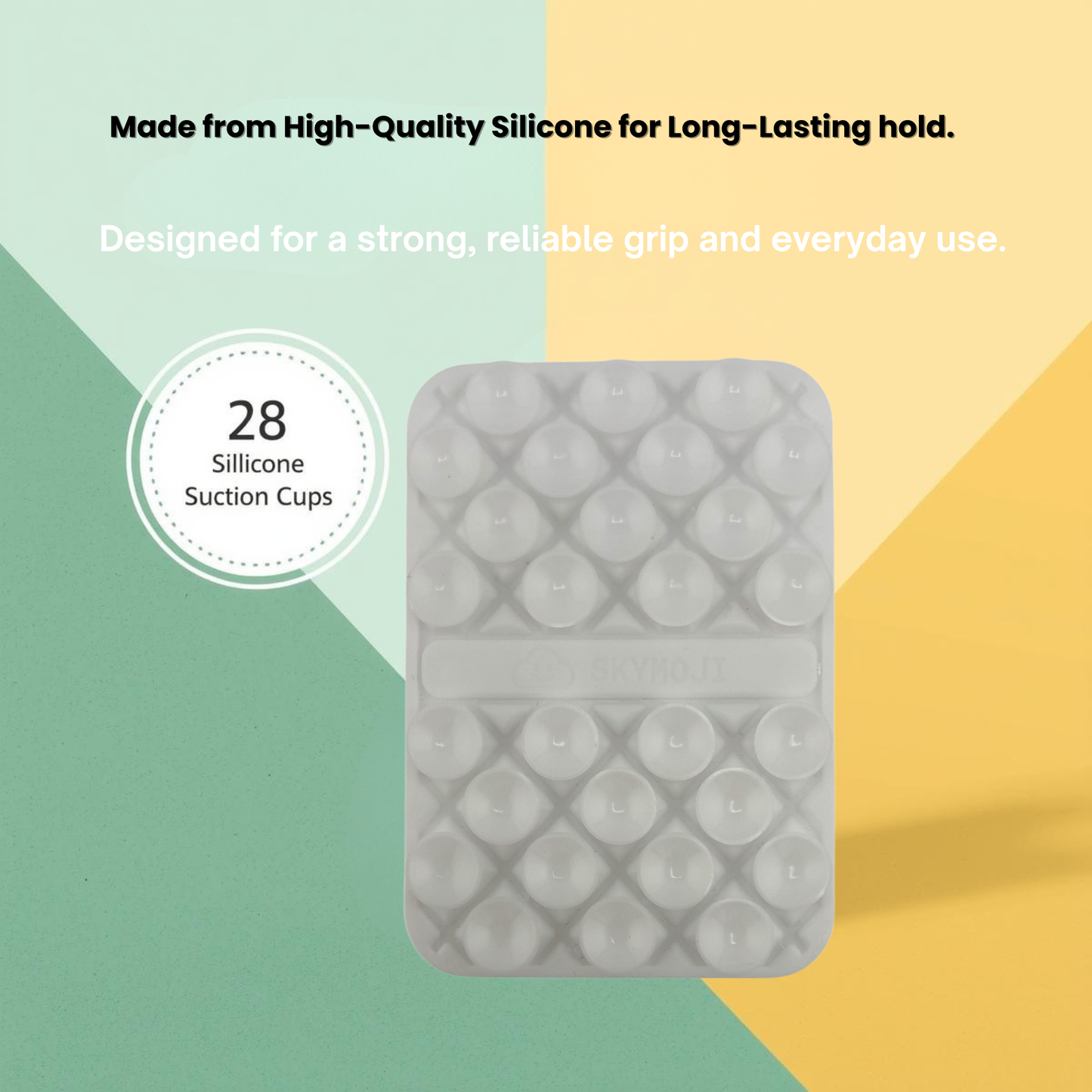 SKYMOJI Double-Sided Silicone Suction Cup Phone Holder – Universal Reusable Mount for Mirrors, Glass, Tiles & Smooth Surfaces – Hands-Free Stand for iPhone & Android - White