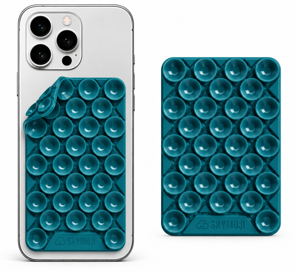 SKYMOJI  Design Double-Sided Silicone Suction Cup Phone Mount – Reusable Hands-Free Holder for Mirrors, Glass, Tiles & Smooth Surfaces – Compatible with iPhone & Android (OCEAN CURRENT)