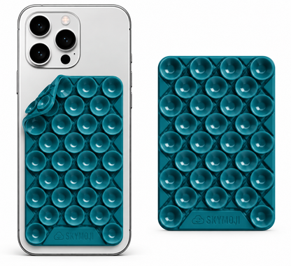 SKYMOJI  Design Double-Sided Silicone Suction Cup Phone Mount – Reusable Hands-Free Holder for Mirrors, Glass, Tiles & Smooth Surfaces – Compatible with iPhone & Android (OCEAN CURRENT)