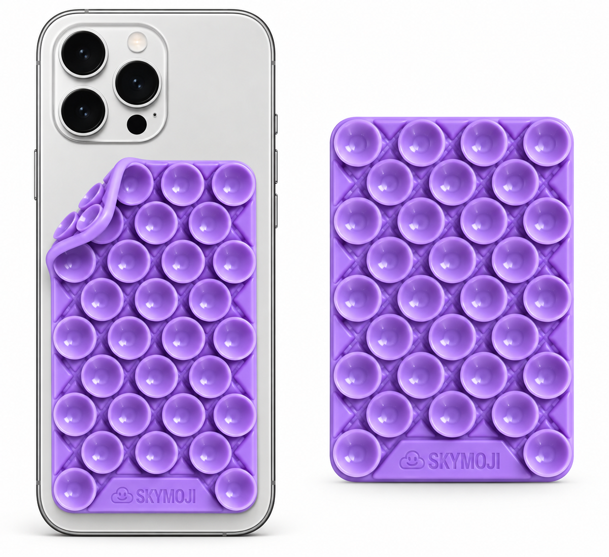 SKYMOJI  Design Double-Sided Silicone Suction Cup Phone Mount – Reusable Hands-Free Holder for Mirrors, Glass, Tiles & Smooth Surfaces – Compatible with iPhone & Android (PURPLE)