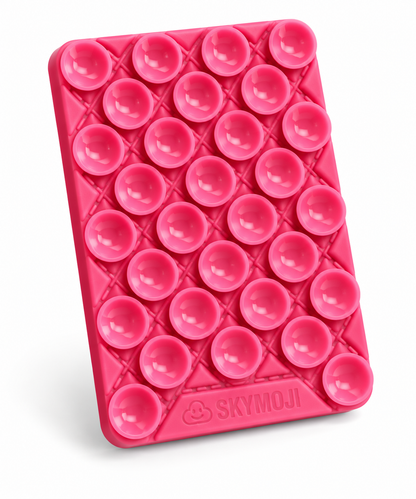 SKYMOJI  Design Double-Sided Silicone Suction Cup Phone Mount – Reusable Hands-Free Holder for Mirrors, Glass, Tiles & Smooth Surfaces – Compatible with iPhone & Android (RASPBERRY RED)