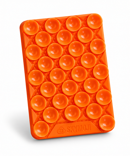 SKYMOJI  Design Double-Sided Silicone Suction Cup Phone Mount – Reusable Hands-Free Holder for Mirrors, Glass, Tiles & Smooth Surfaces – Compatible with iPhone & Android (ORANGE)