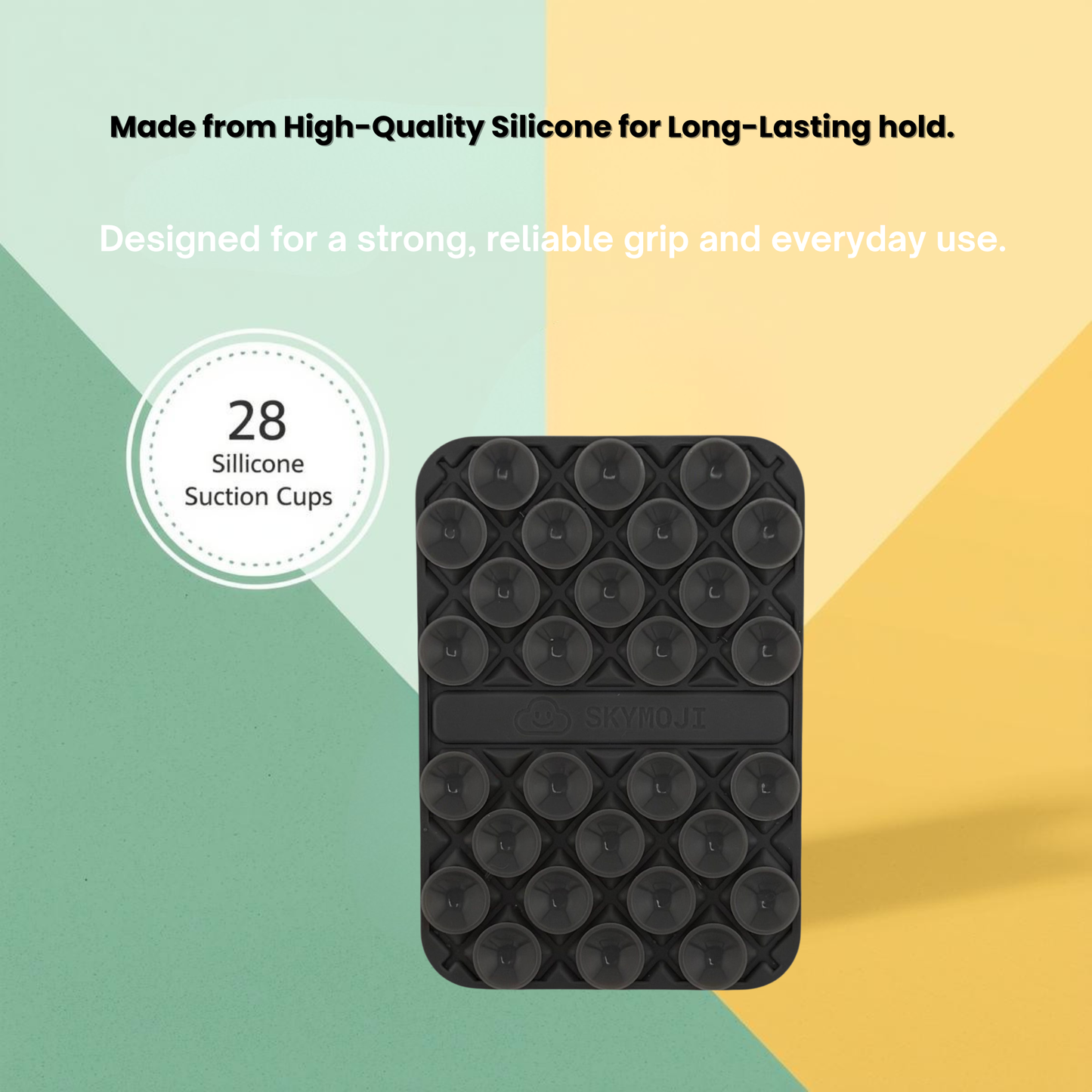 SKYMOJI  Double-Sided Silicone Suction Cup Phone Holder – Universal Reusable Mount for Mirrors, Glass, Tiles & Smooth Surfaces – Hands-Free Stand for iPhone & Android - Grey