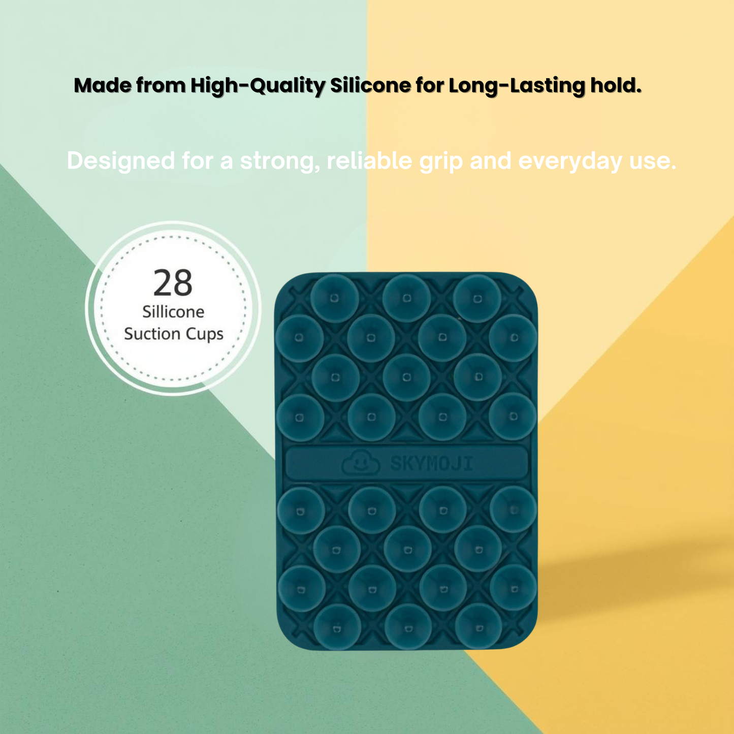 SKYMOJI  Double-Sided Silicone Suction Cup Phone Holder – Universal Reusable Mount for Mirrors, Glass, Tiles & Smooth Surfaces – Hands-Free Stand for iPhone & Android - Ocean Current