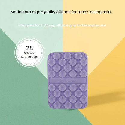 SKYMOJI  Double-Sided Silicone Suction Cup Phone Holder – Universal Reusable Mount for Mirrors, Glass, Tiles & Smooth Surfaces – Hands-Free Stand for iPhone & Android - Lavender