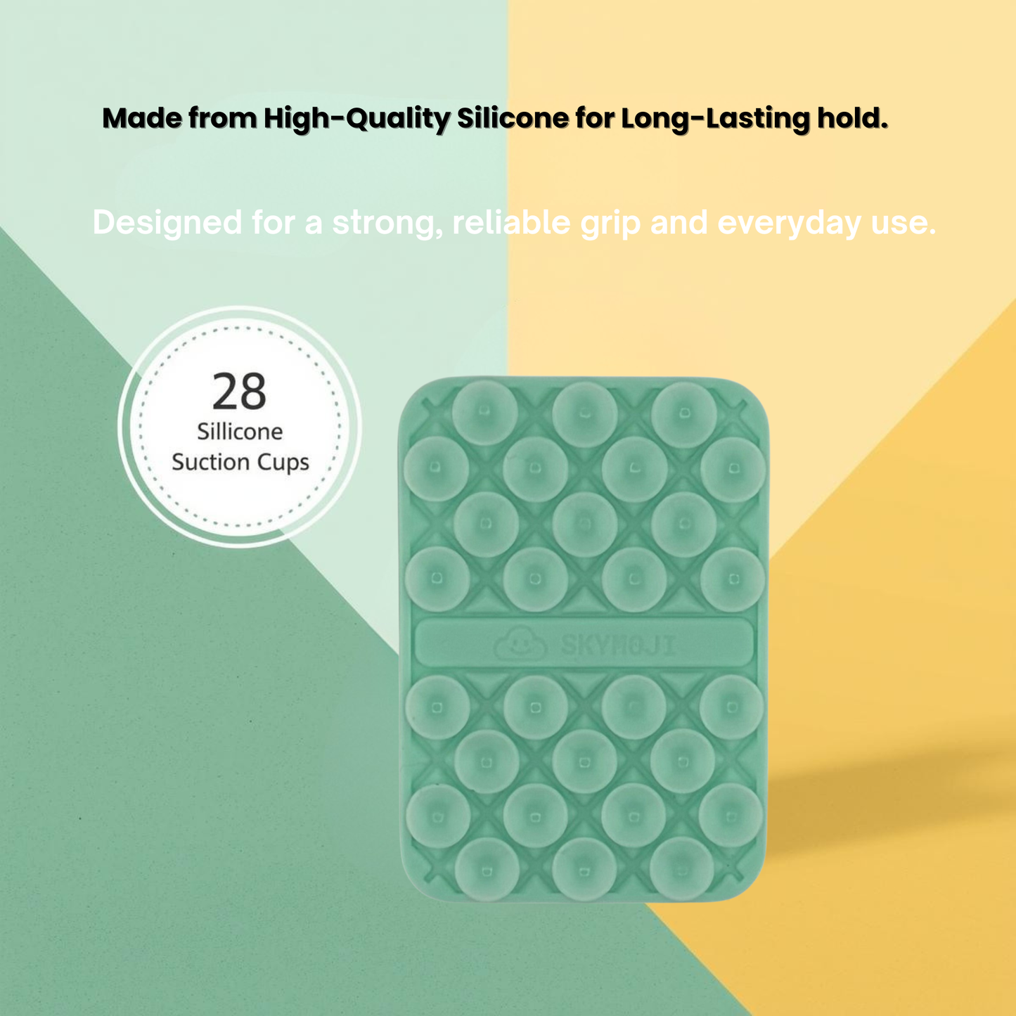 SKYMOJI  Double-Sided Silicone Suction Cup Phone Holder – Universal Reusable Mount for Mirrors, Glass, Tiles & Smooth Surfaces – Hands-Free Stand for iPhone & Android - Mint