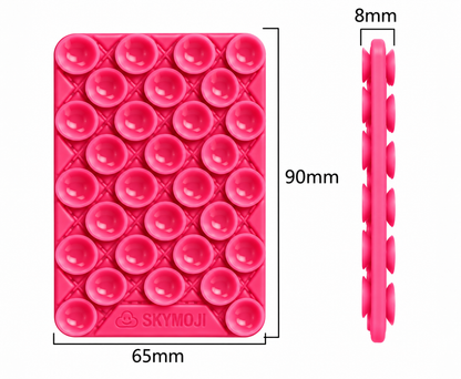 SKYMOJI  Design Double-Sided Silicone Suction Cup Phone Mount – Reusable Hands-Free Holder for Mirrors, Glass, Tiles & Smooth Surfaces – Compatible with iPhone & Android (RASPBERRY RED)
