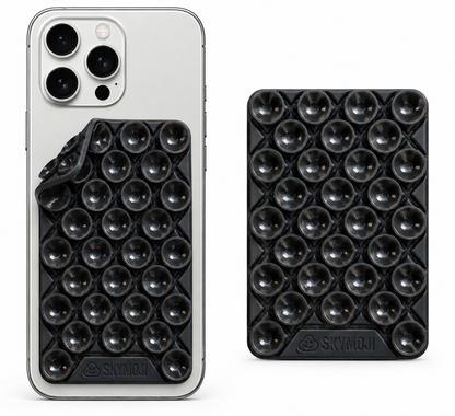 SKYMOJI  Design Double-Sided Silicone Suction Cup Phone Mount – Reusable Hands-Free Holder for Mirrors, Glass, Tiles & Smooth Surfaces – Compatible with iPhone & Android (BLACK)