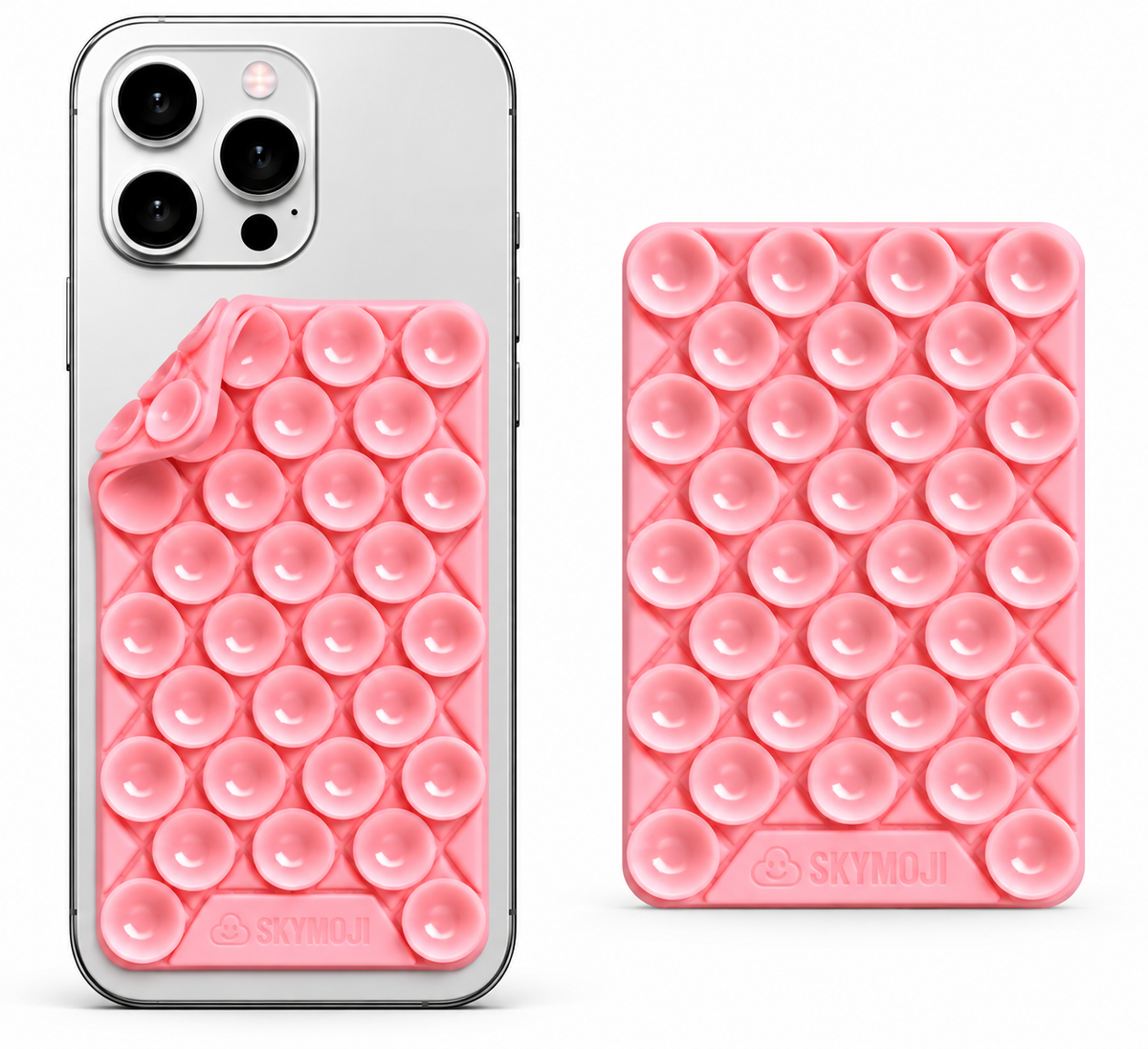 SKYMOJI  Design Double-Sided Silicone Suction Cup Phone Mount – Reusable Hands-Free Holder for Mirrors, Glass, Tiles & Smooth Surfaces – Compatible with iPhone & Android (PINK)