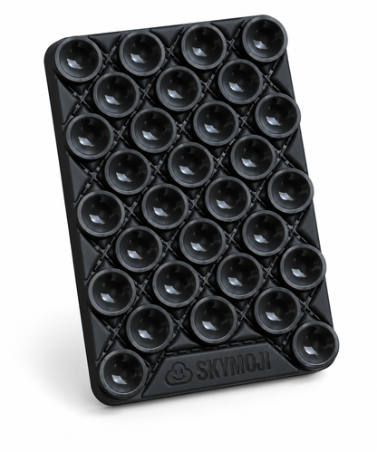 SKYMOJI  Design Double-Sided Silicone Suction Cup Phone Mount – Reusable Hands-Free Holder for Mirrors, Glass, Tiles & Smooth Surfaces – Compatible with iPhone & Android (BLACK)