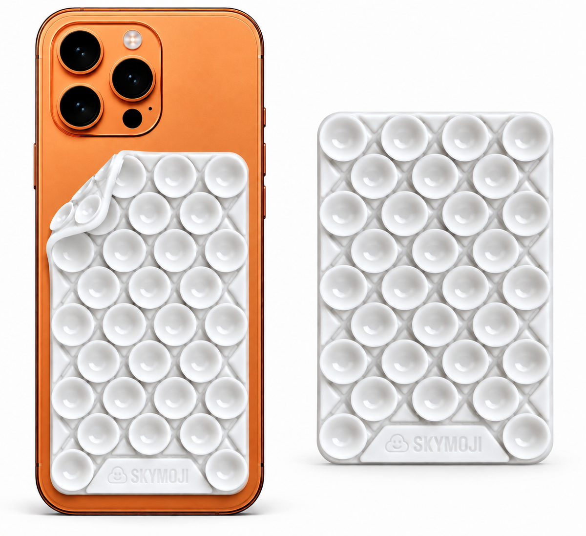 SKYMOJI  Design Double-Sided Silicone Suction Cup Phone Mount – Reusable Hands-Free Holder for Mirrors, Glass, Tiles & Smooth Surfaces – Compatible with iPhone & Android (WHITE)