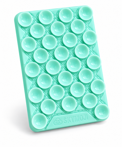 SKYMOJI  Design Double-Sided Silicone Suction Cup Phone Mount – Reusable Hands-Free Holder for Mirrors, Glass, Tiles & Smooth Surfaces – Compatible with iPhone & Android (MINT GREEN)