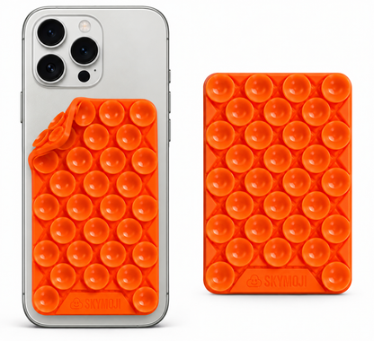 SKYMOJI  Design Double-Sided Silicone Suction Cup Phone Mount – Reusable Hands-Free Holder for Mirrors, Glass, Tiles & Smooth Surfaces – Compatible with iPhone & Android (ORANGE)