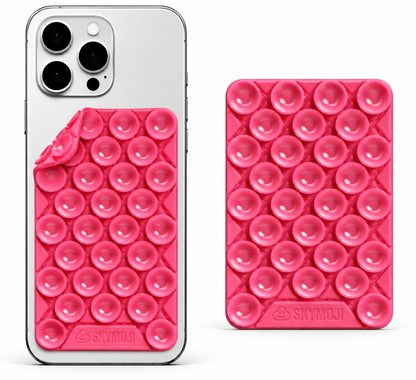 SKYMOJI  Design Double-Sided Silicone Suction Cup Phone Mount – Reusable Hands-Free Holder for Mirrors, Glass, Tiles & Smooth Surfaces – Compatible with iPhone & Android (RASPBERRY RED)