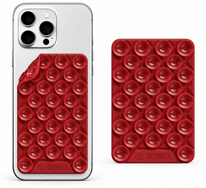 SKYMOJI  Design Double-Sided Silicone Suction Cup Phone Mount – Reusable Hands-Free Holder for Mirrors, Glass, Tiles & Smooth Surfaces – Compatible with iPhone & Android (CHERRY RED)