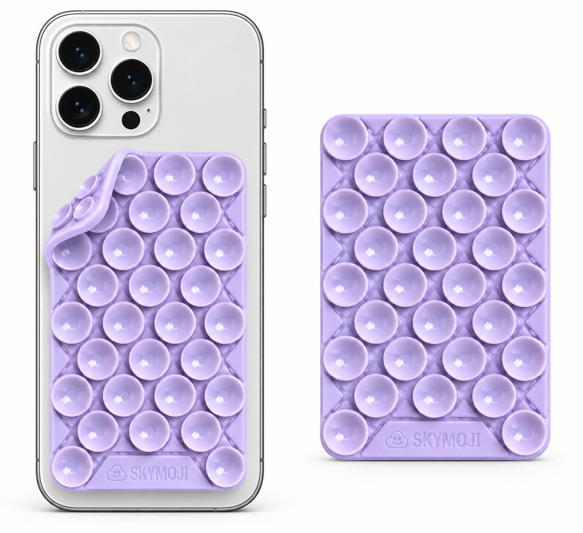 SKYMOJI  Design Double-Sided Silicone Suction Cup Phone Mount – Reusable Hands-Free Holder for Mirrors, Glass, Tiles & Smooth Surfaces – Compatible with iPhone & Android (LAVENDER)