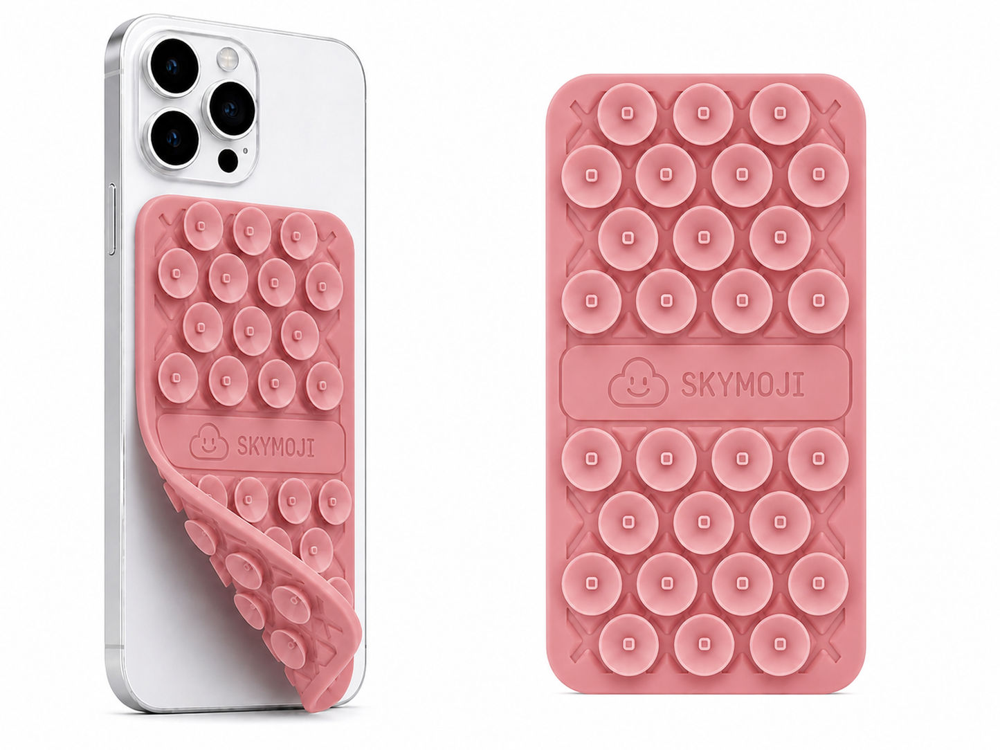 SKYMOJI Double-Sided Silicone Suction Cup Phone Holder – Universal Reusable Mount for Mirrors, Glass, Tiles & Smooth Surfaces – Hands- Free Stand for iPhone & Android - 4 Puck Sets