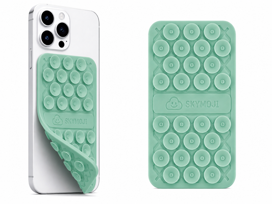 SKYMOJI  Double-Sided Silicone Suction Cup Phone Holder – Universal Reusable Mount for Mirrors, Glass, Tiles & Smooth Surfaces – Hands-Free Stand for iPhone & Android - Mint