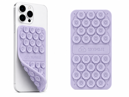 SKYMOJI  Double-Sided Silicone Suction Cup Phone Holder – Universal Reusable Mount for Mirrors, Glass, Tiles & Smooth Surfaces – Hands-Free Stand for iPhone & Android - Lavender
