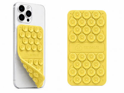 SKYMOJI  Double-Sided Silicone Suction Cup Phone Holder – Universal Reusable Mount for Mirrors, Glass, Tiles & Smooth Surfaces – Hands-Free Stand for iPhone & Android- Sanny Yellow