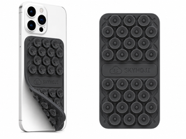 SKYMOJI  Double-Sided Silicone Suction Cup Phone Holder – Universal Reusable Mount for Mirrors, Glass, Tiles & Smooth Surfaces – Hands-Free Stand for iPhone & Android - Grey