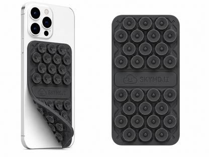 SKYMOJI  Double-Sided Silicone Suction Cup Phone Holder – Universal Reusable Mount for Mirrors, Glass, Tiles & Smooth Surfaces – Hands-Free Stand for iPhone & Android - Grey
