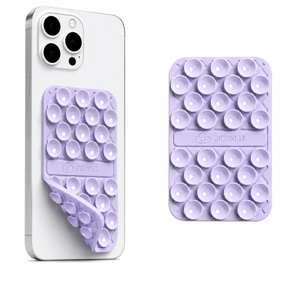SKYMOJI  Double-Sided Silicone Suction Cup Phone Holder – Universal Reusable Mount for Mirrors, Glass, Tiles & Smooth Surfaces – Hands-Free Stand for iPhone & Android - Lavender