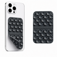 SKYMOJI  Double-Sided Silicone Suction Cup Phone Holder – Universal Reusable Mount for Mirrors, Glass, Tiles & Smooth Surfaces – Hands-Free Stand for iPhone & Android - Grey