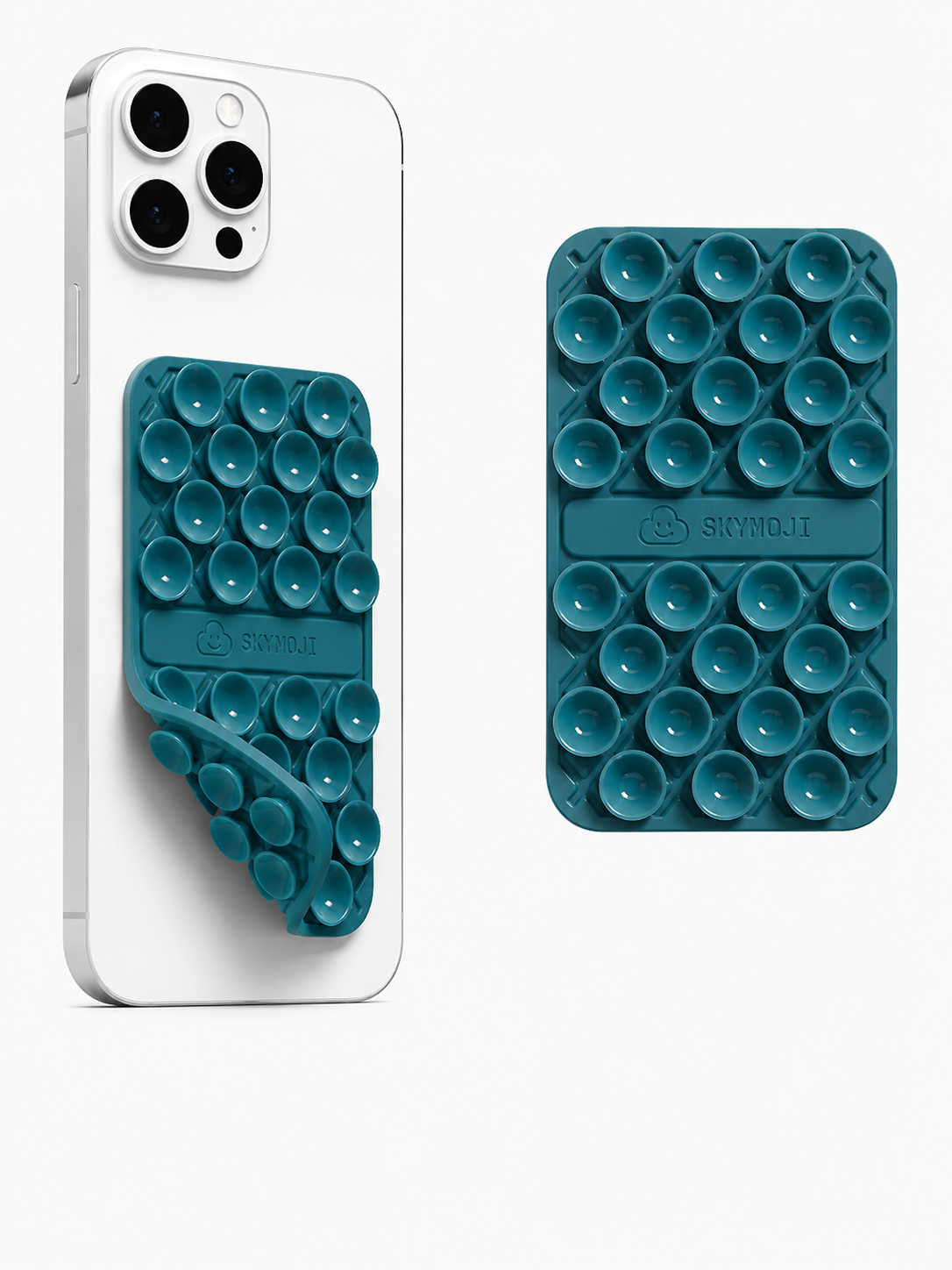 SKYMOJI  Double-Sided Silicone Suction Cup Phone Holder – Universal Reusable Mount for Mirrors, Glass, Tiles & Smooth Surfaces – Hands-Free Stand for iPhone & Android - Ocean Current