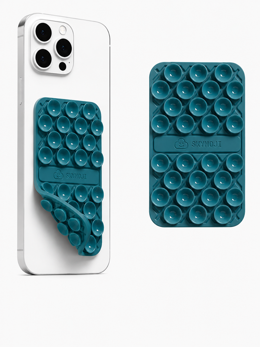 SKYMOJI  Double-Sided Silicone Suction Cup Phone Holder – Universal Reusable Mount for Mirrors, Glass, Tiles & Smooth Surfaces – Hands-Free Stand for iPhone & Android - Ocean Current