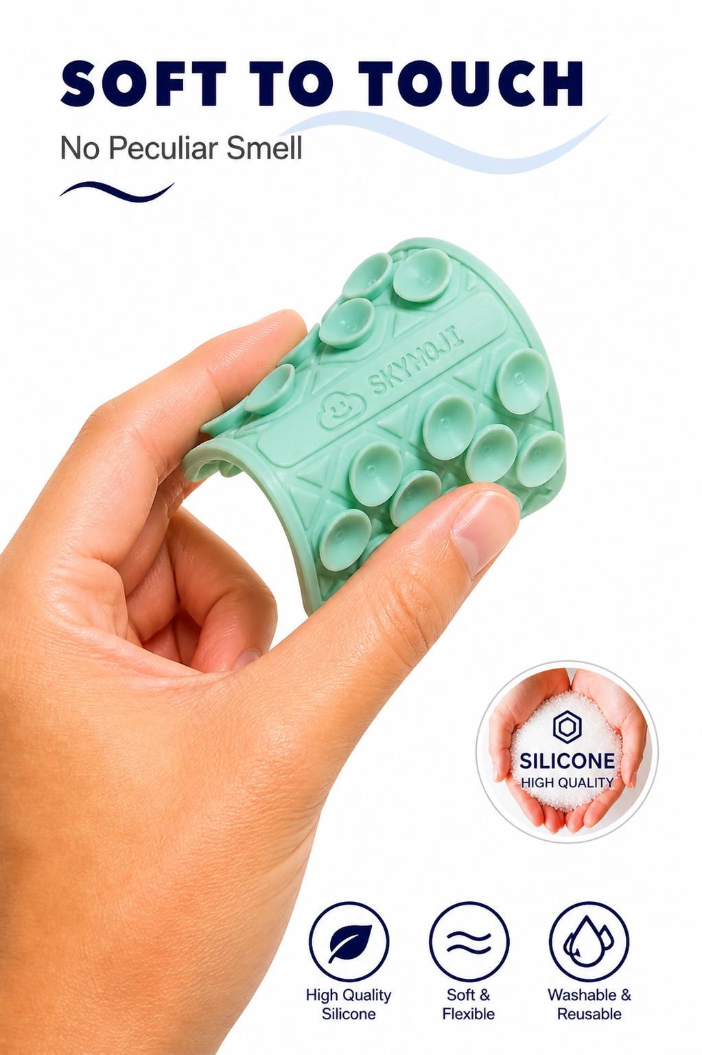 SKYMOJI  Double-Sided Silicone Suction Cup Phone Holder – Universal Reusable Mount for Mirrors, Glass, Tiles & Smooth Surfaces – Hands-Free Stand for iPhone & Android - Mint