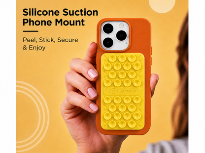SKYMOJI  Double-Sided Silicone Suction Cup Phone Holder – Universal Reusable Mount for Mirrors, Glass, Tiles & Smooth Surfaces – Hands-Free Stand for iPhone & Android