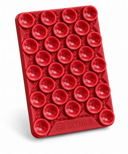 SKYMOJI  Design Double-Sided Silicone Suction Cup Phone Mount – Reusable Hands-Free Holder for Mirrors, Glass, Tiles & Smooth Surfaces – Compatible with iPhone & Android (CHERRY RED)