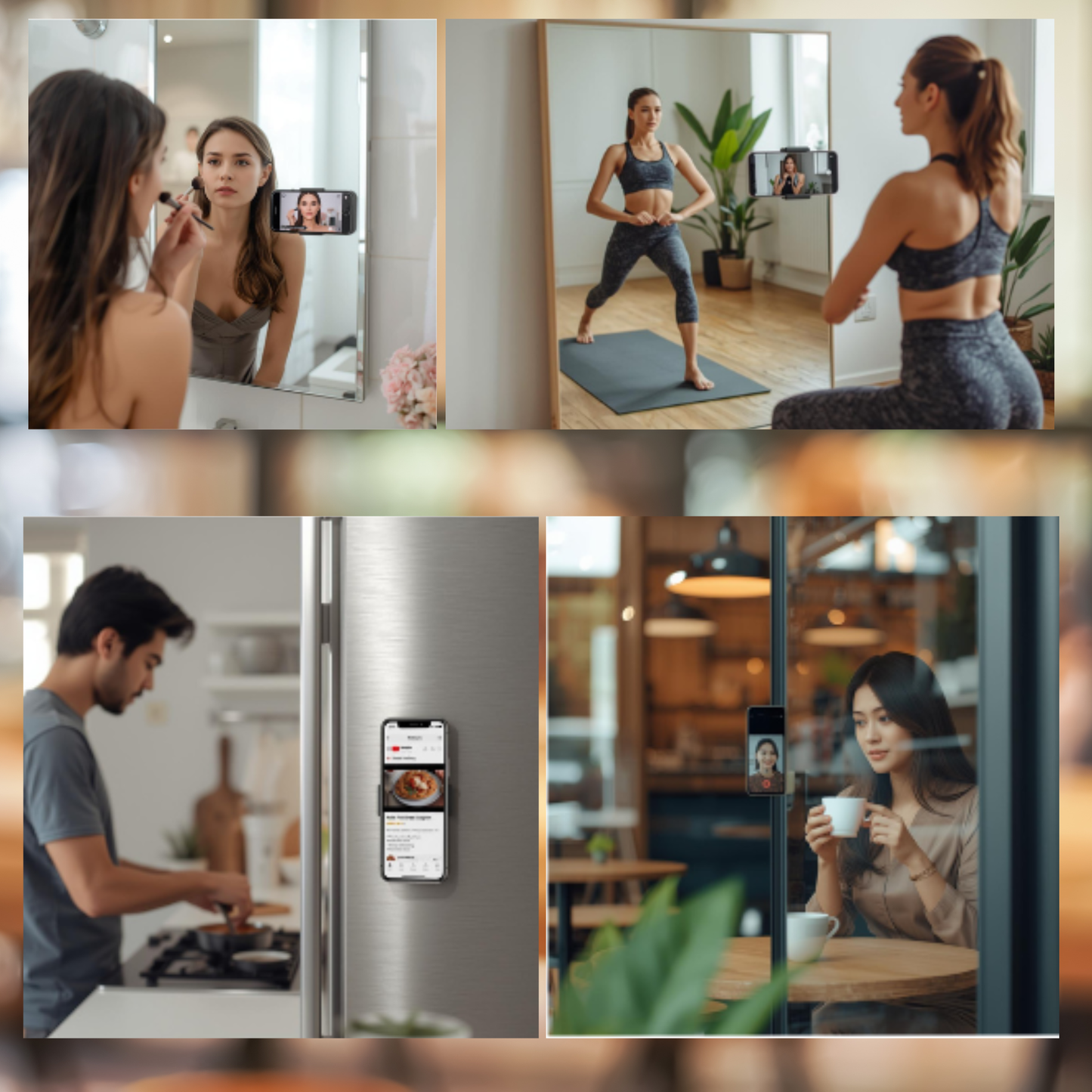 SKYMOJI  Double-Sided Silicone Suction Cup Phone Holder – Universal Reusable Mount for Mirrors, Glass, Tiles & Smooth Surfaces – Hands-Free Stand for iPhone & Android