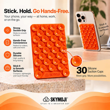 SKYMOJI  Design Double-Sided Silicone Suction Cup Phone Mount – Reusable Hands-Free Holder for Mirrors, Glass, Tiles & Smooth Surfaces – Compatible with iPhone & Android (CHERRY RED)
